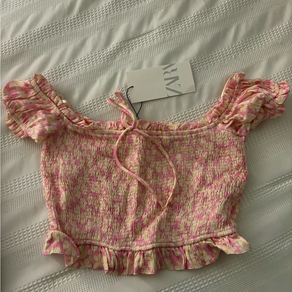 Zara Multicolor Ruffled Crop Top